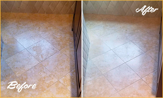 Sir Grout Hones  this Stone Floor to Remove Stains Picture of Stone Floor Before and After Honing to Remove Stains