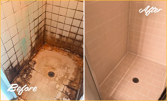 Sir Grout Seals this North Bay Village Shower to Fix and Prevent Water Damage Before and After Picture of a North Bay Village SSealed to Fix and Prevent Water Damage