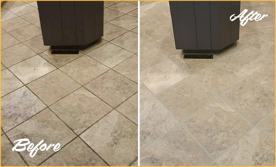 Before and After Picture of a Hialeah Gardens Kitchen Floor Cleaned to Remove Stains