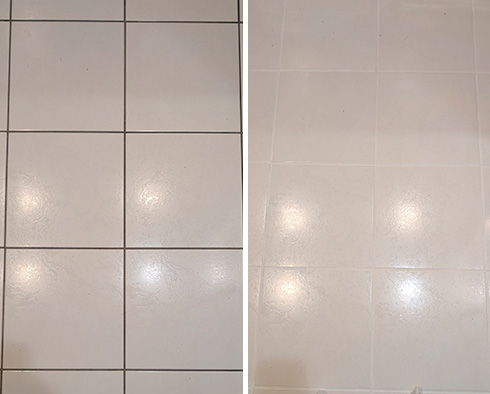 Kitchen Floor Before and After Our Homestead Grout Cleaning Service
