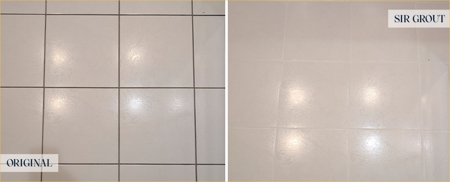 Kitchen Floor Before and After Our Homestead Grout Cleaning Service