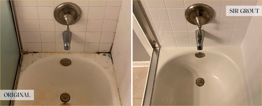 Bathtub Before and After Our Miami Caulking Services
