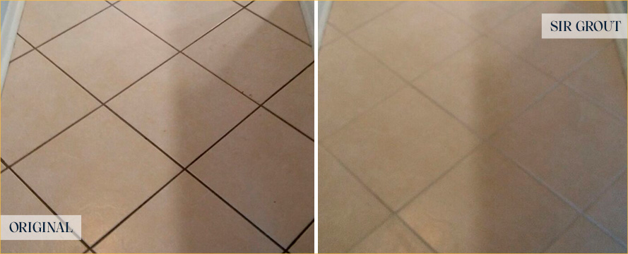 Floor Before and After Our Pinecrest Grout Cleaning Service