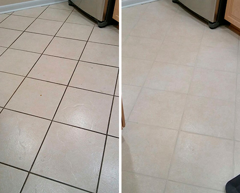 Tile Floor Before and After Our Pinecrest Grout Cleaning Service