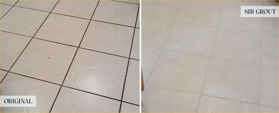 Tile Floor Before and After Our Pinecrest Grout Cleaning Service