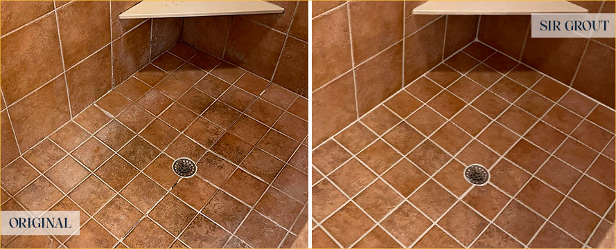 Bathroom Floor Before and After Our Palmetto Bay Tile and Grout Cleaners Work