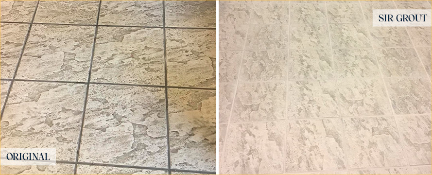 Floor Before and After Our Pinecrest Tile Cleaning Service