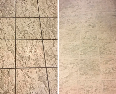 Tile Floor Before and  After Our Pinecrest Tile Cleaning Service