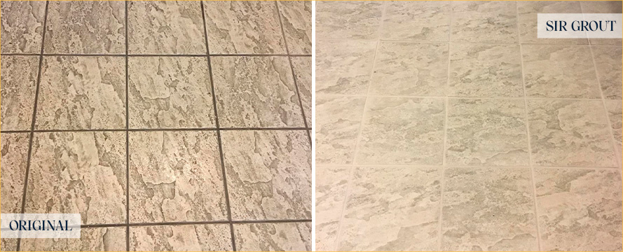 Tile Floor Before and After Our Pinecrest Tile Cleaning Service