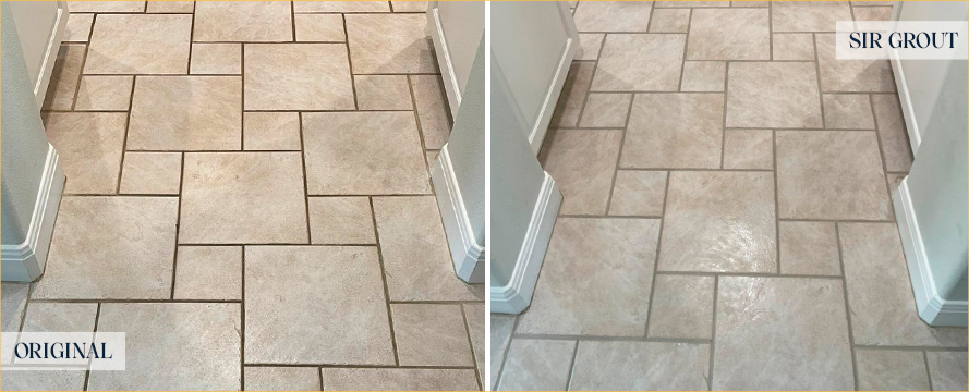 Floor Before and After Our Homestead Grout Cleaning Service