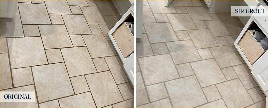 Another Floor Before and After Our Homestead Grout Cleaning Service