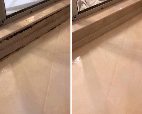Tile Floor Before and After Our Aventura Caulking Service
