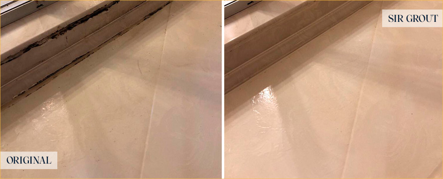 Tile Floor Before and After Our Aventura Caulking Service