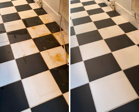 Tile Floor Before and After Our Homestead Tile Cleaning Service