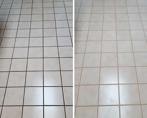 Tile Floor Before and After Our Miami Grout Cleaning Service