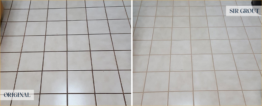 Tile Floor Before and After Our Miami Grout Cleaning Service